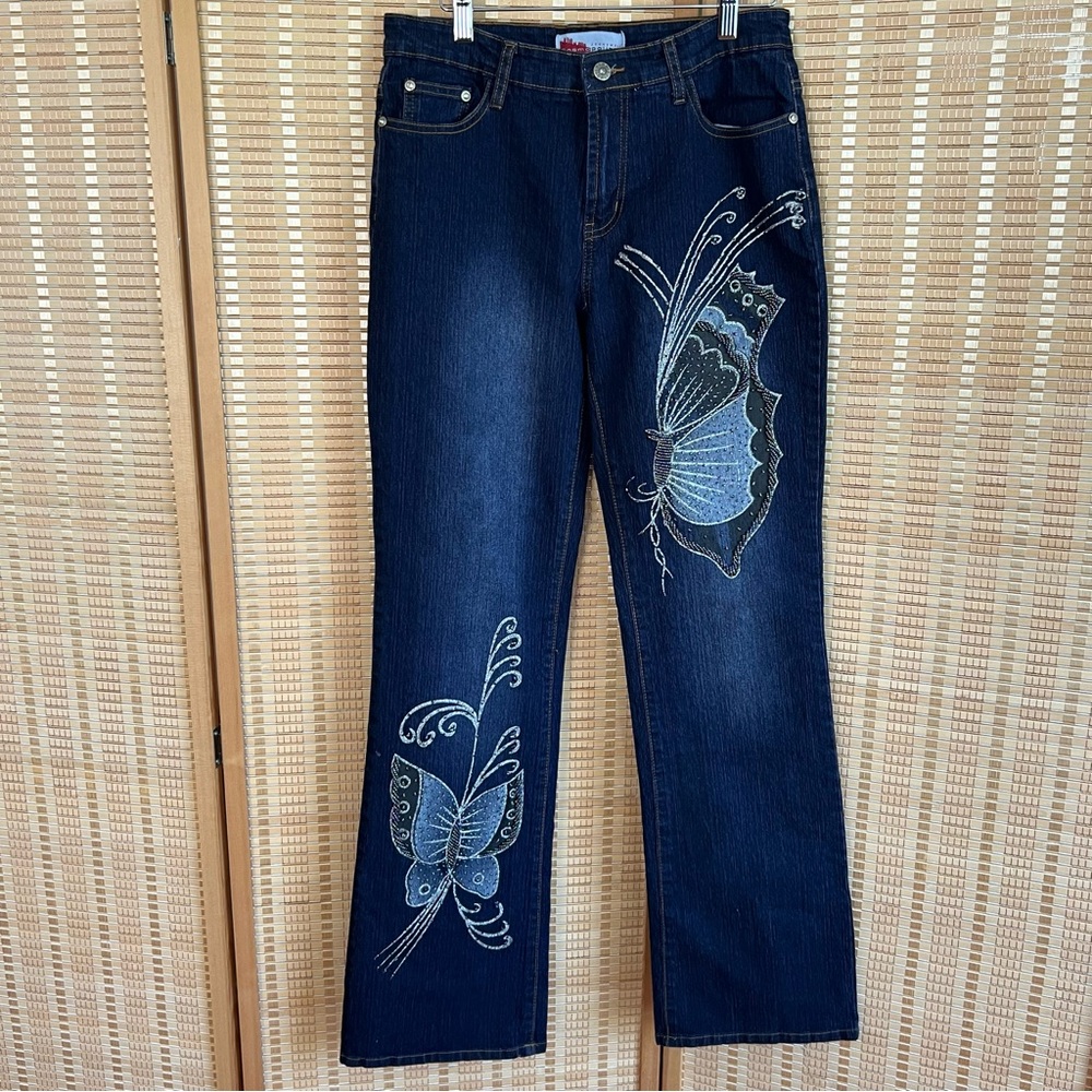 Vintage Y2k Cosmopolitan Jeanswear Beaded Butterly  Jeans Size 6